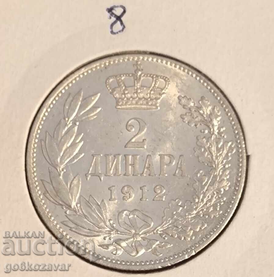Licitație Serbia 2 dinari 1912 Argint ! UNC Monedă rară de top ! ! !