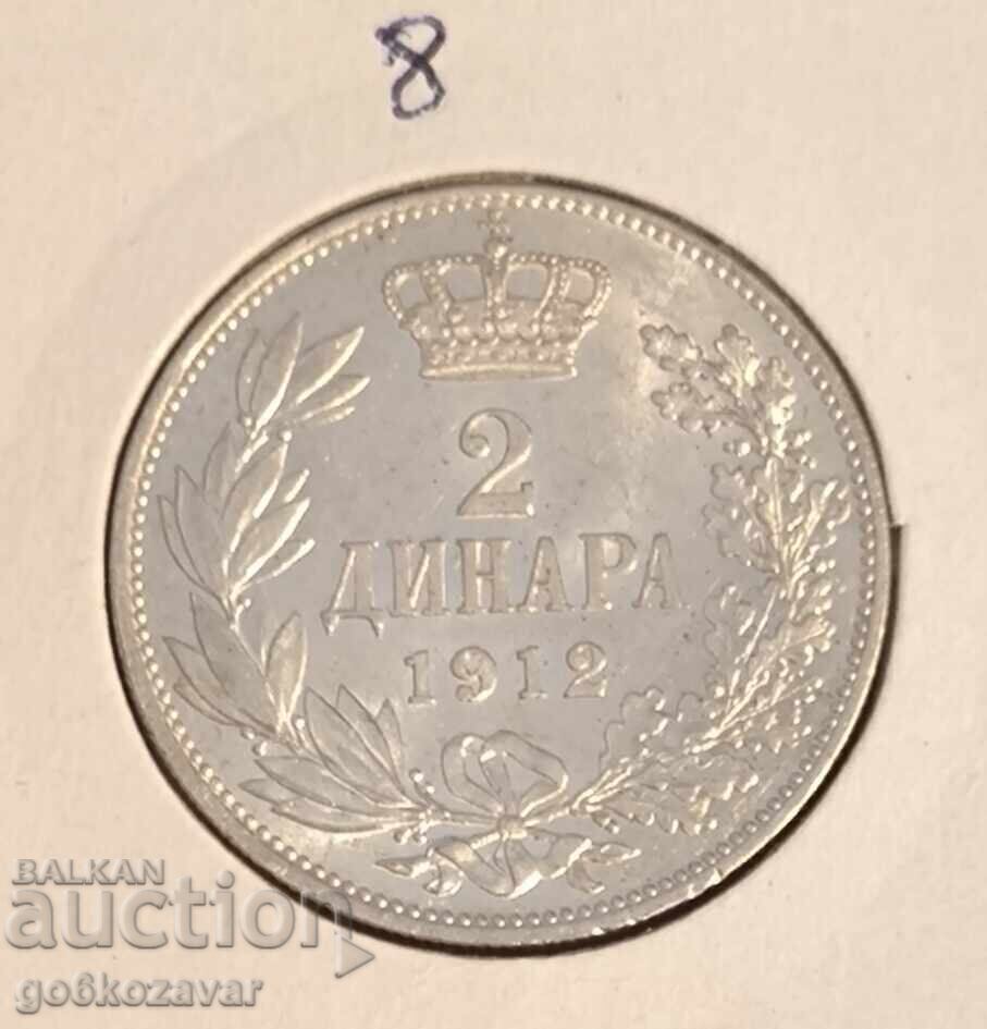 Serbia 2 dinari 1912 Argint ! UNC Monedă rară de top ! ! ! - 5