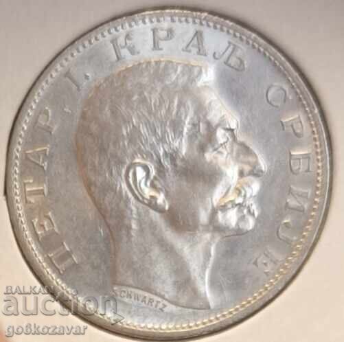 Serbia 2 dinari 1912 Argint ! UNC Monedă rară de top ! ! ! - 7