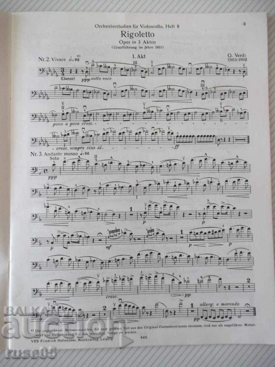 Аукцион Ноти "Orchester-Studien für Violoncello, Heft 8-G.Verdi"-32с Аукцион Ноти "Orchester-Studien für Violoncello, Heft 8-G.Verdi"-32с