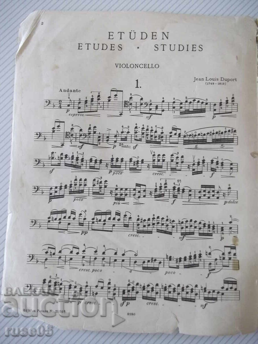 Νότες "Studen για Βιολοντσέλο - J.L.Duport" - 72 σελ με τιμή 10.00 BGN | € 5.11