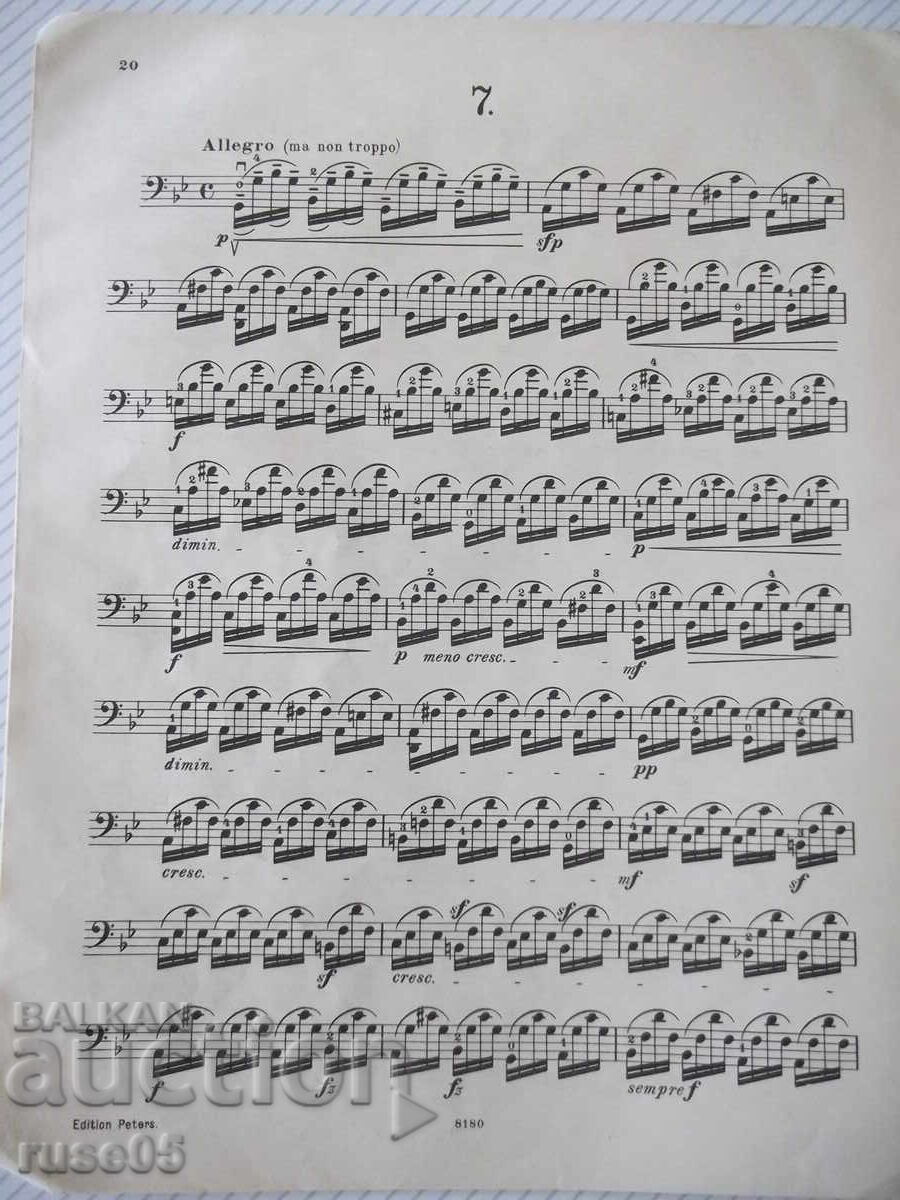 Δημοπρασία Νότες "Studen για Βιολοντσέλο - J.L.Duport" - 72 σελ