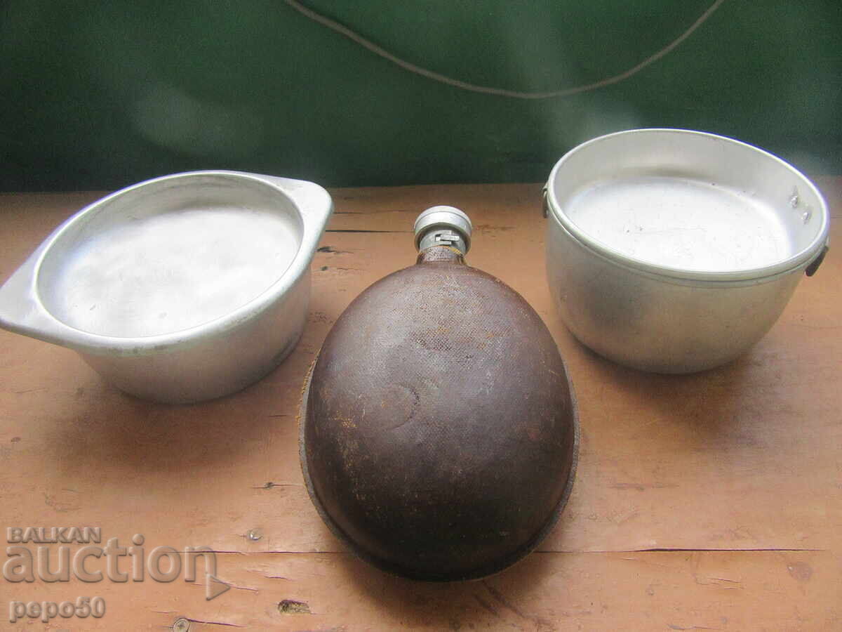 TWO SOLDIER CANTEENS AND A FLASK FROM THE SOCIALIST ERA
