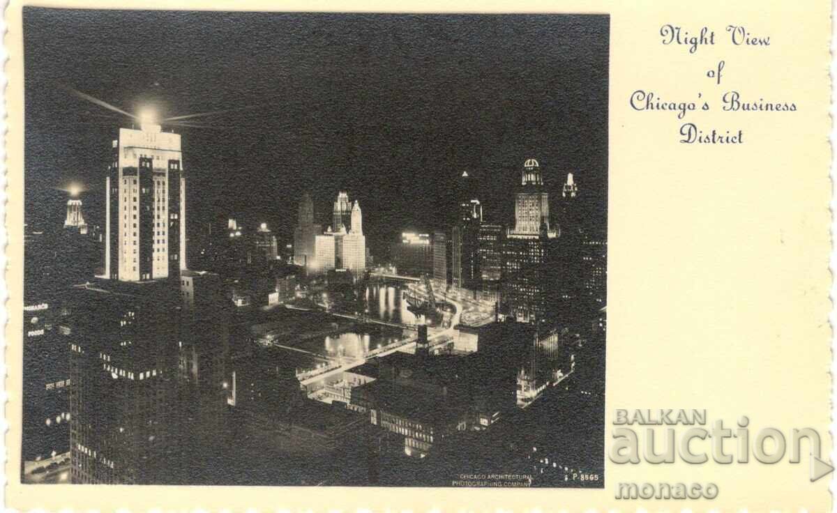 Παλιά καρτ ποστάλ - Σικάγο, Νυχτερινή θέα Παλιά καρτ ποστάλ - Σικάγο, Νυχτερινή θέα