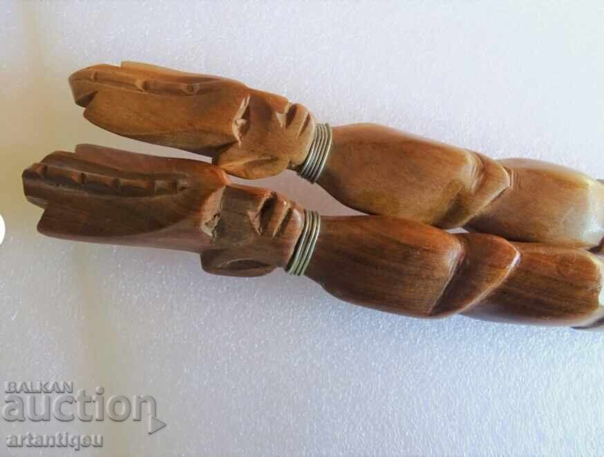 African Hand-Carved Knife and Fork Heads - Wooden - 6
