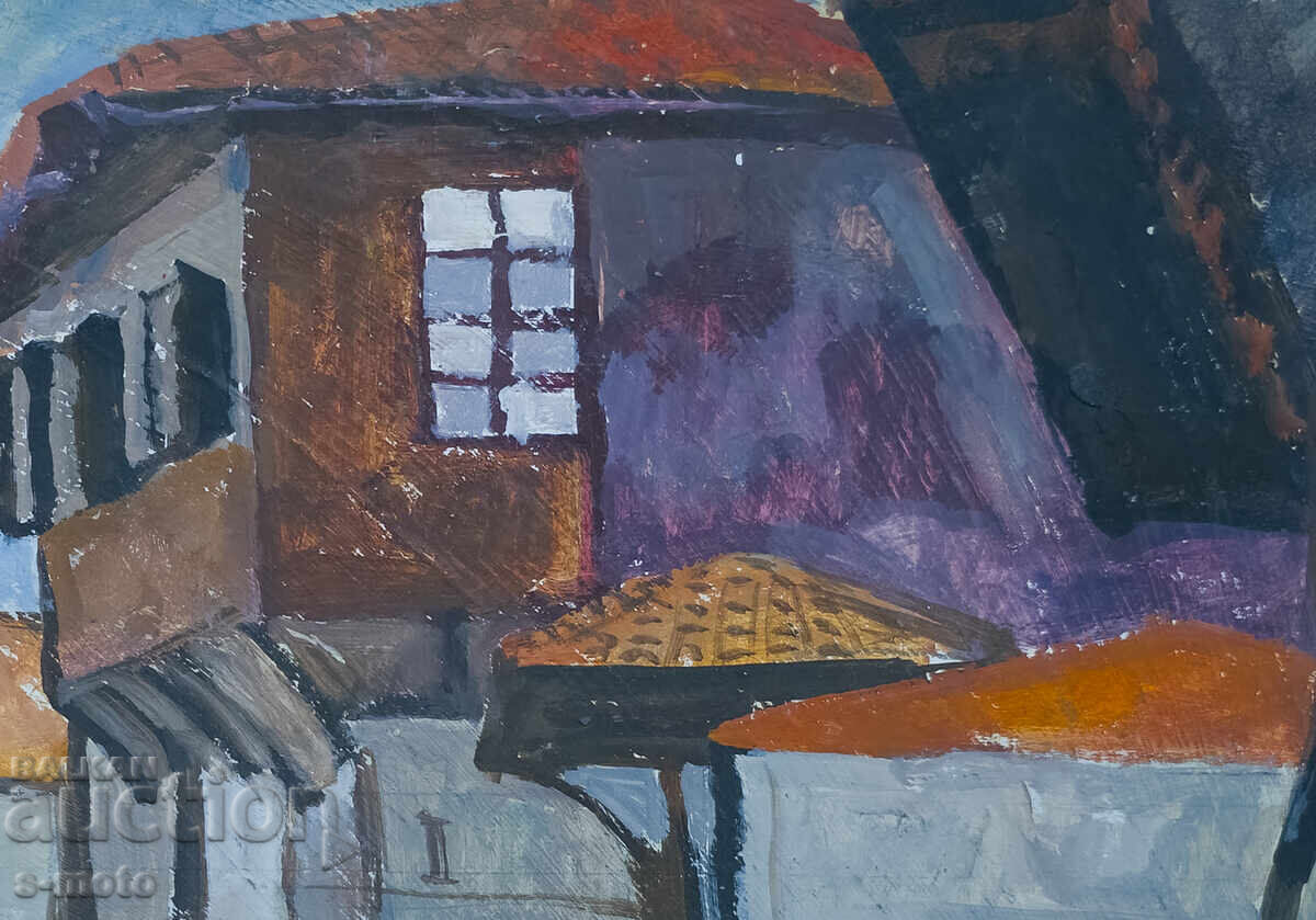 Delivery of Peter Nenov painting urban landscape houses