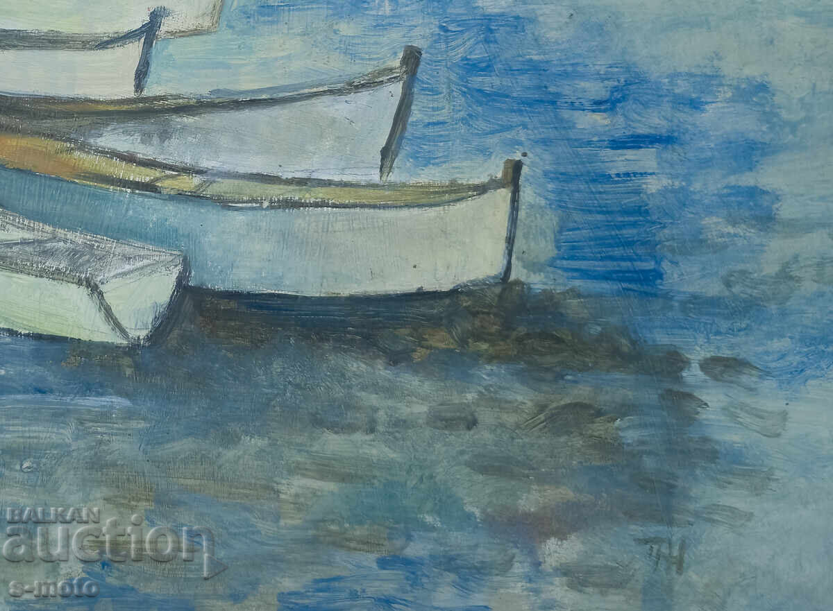 Πίνακας του Πέταρ Νένοφ, τοπίο με βάρκες - 6