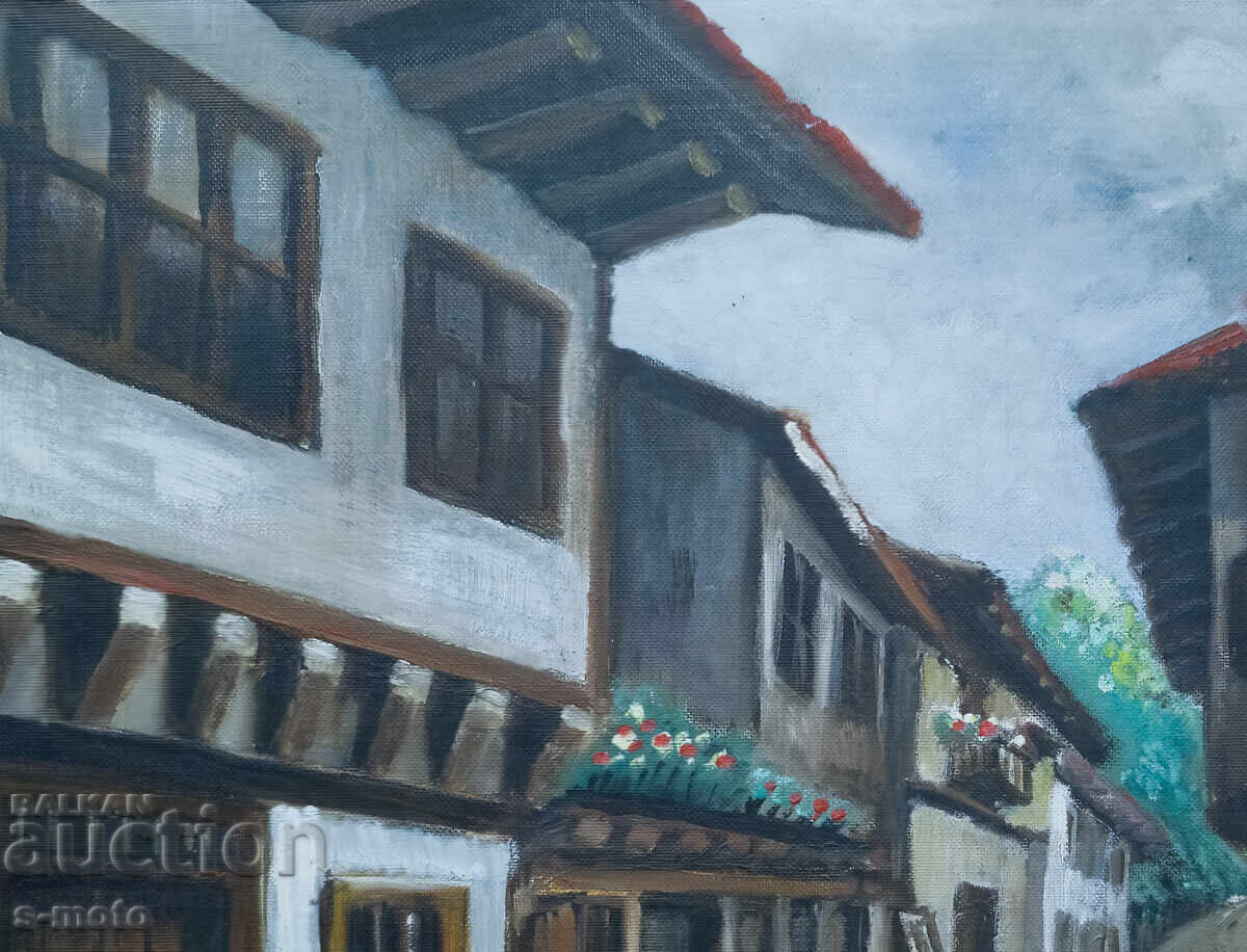 Аукцион Картина маслени бои градски пейзаж Аукцион Картина маслени бои градски пейзаж