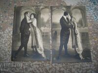 Two old French romantic love postcards