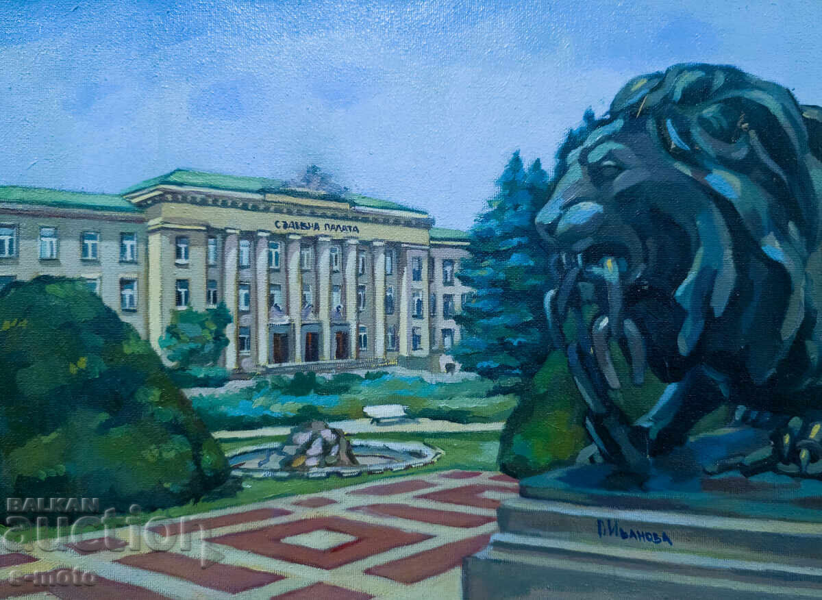 Oil painting, cityscape of Ruse