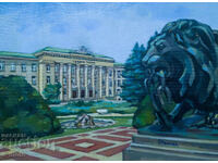 Tablou ulei pe pânză, peisaj urban din Ruse