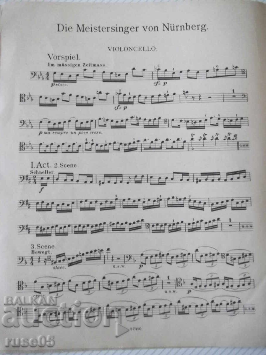 Auction  Sheet Music "ORCHESTRAL STUDIES from the Works of R. WAGNER" - 20 pages