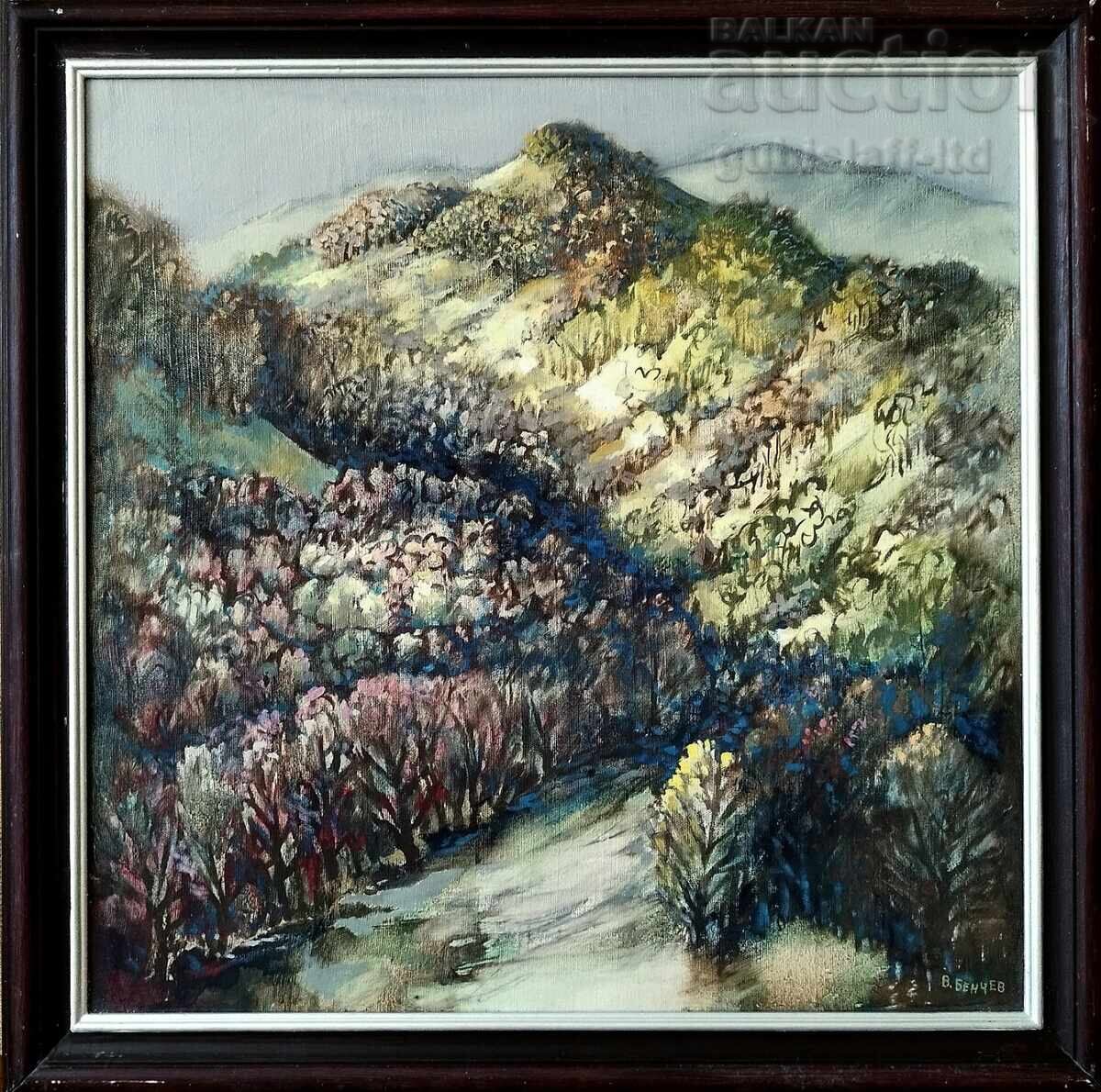 Πίνακας, τοπίο, ζωγράφου Βασίλ Μπέντσεφ (1945-2014)