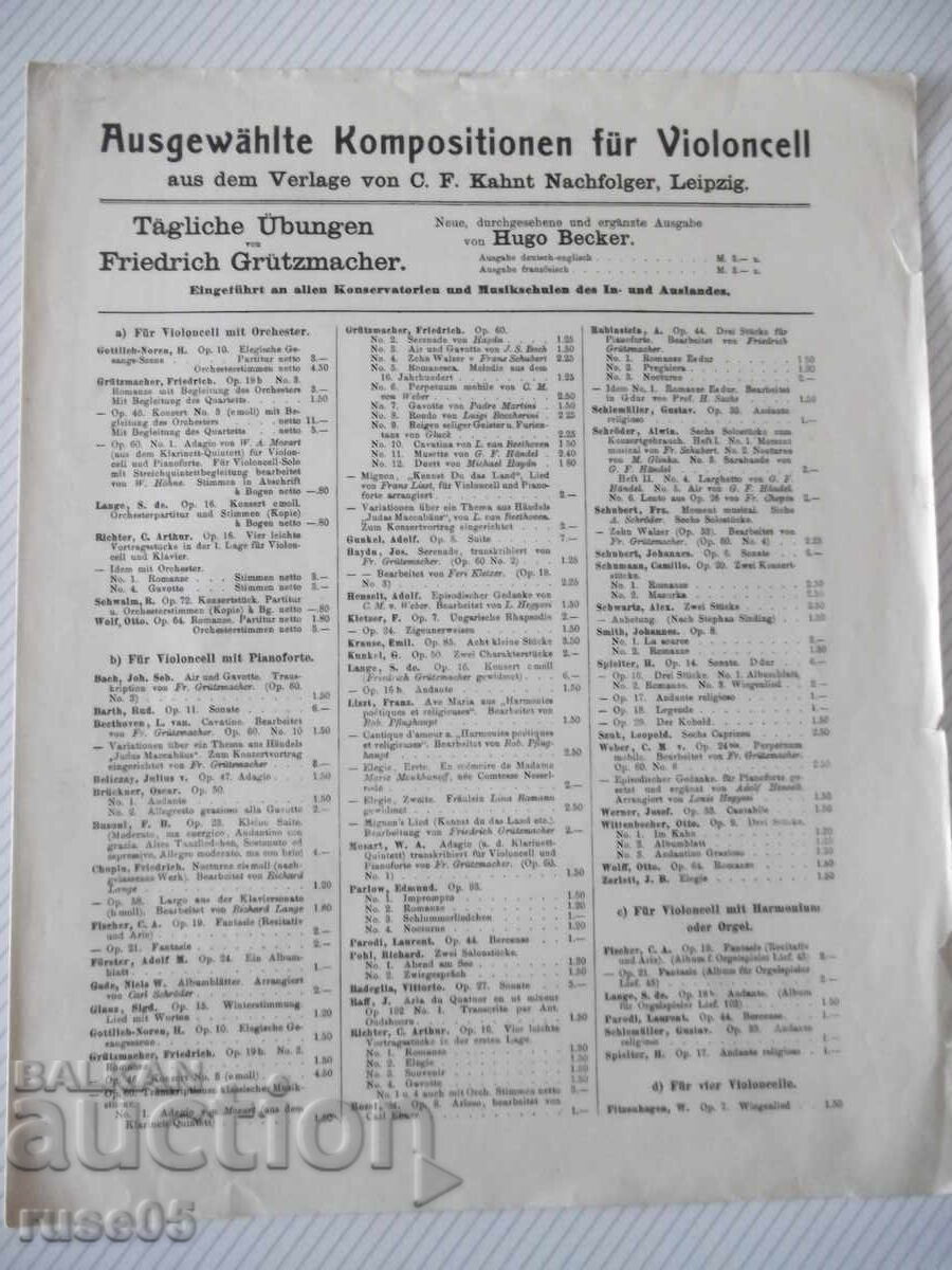 Delivery of Sheet Music "Sheet Music for Cello and Piano - Fr. Grützmacher" - 8 pages