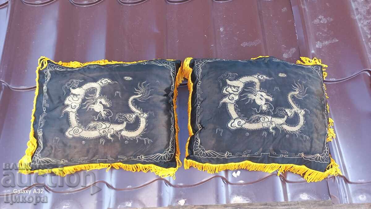 OLD EMBROIDERED WITH GOLD THREAD GOLD THREAD PILLOWS PILLOW