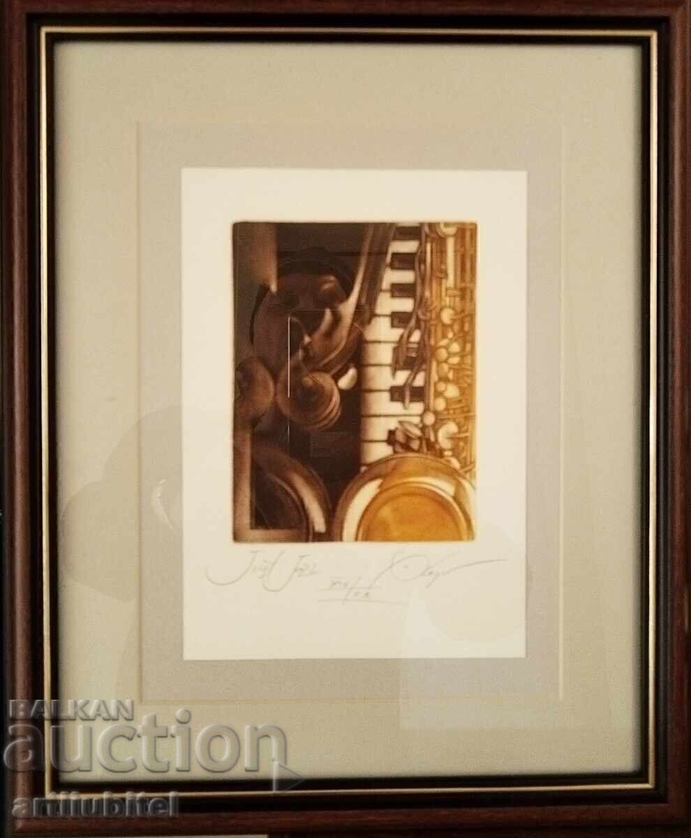 Hristo Kerin - painting "Just Jazz", 34x29 cm. with price 320.00 BGN | € 163.61 Hristo Kerin - painting "Just Jazz", 34x29 cm. with price 320.00 BGN | € 163.61