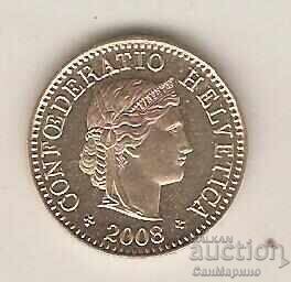 +Швейцария  5  рапен  2008 г. с цена 0.60 лв. | € 0.31