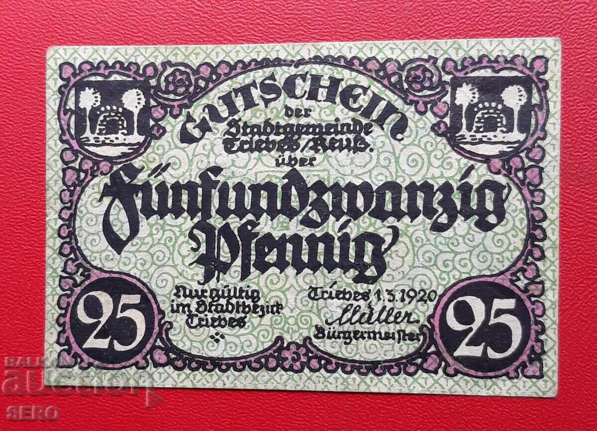 Τραπεζογραμμάτιο-Γερμανία-Θουριγγία-Τρίεμπες-25 πφένιγκ 1920 με τιμή 2.00 BGN | € 1.02 Τραπεζογραμμάτιο-Γερμανία-Θουριγγία-Τρίεμπες-25 πφένιγκ 1920 με τιμή 2.00 BGN | € 1.02
