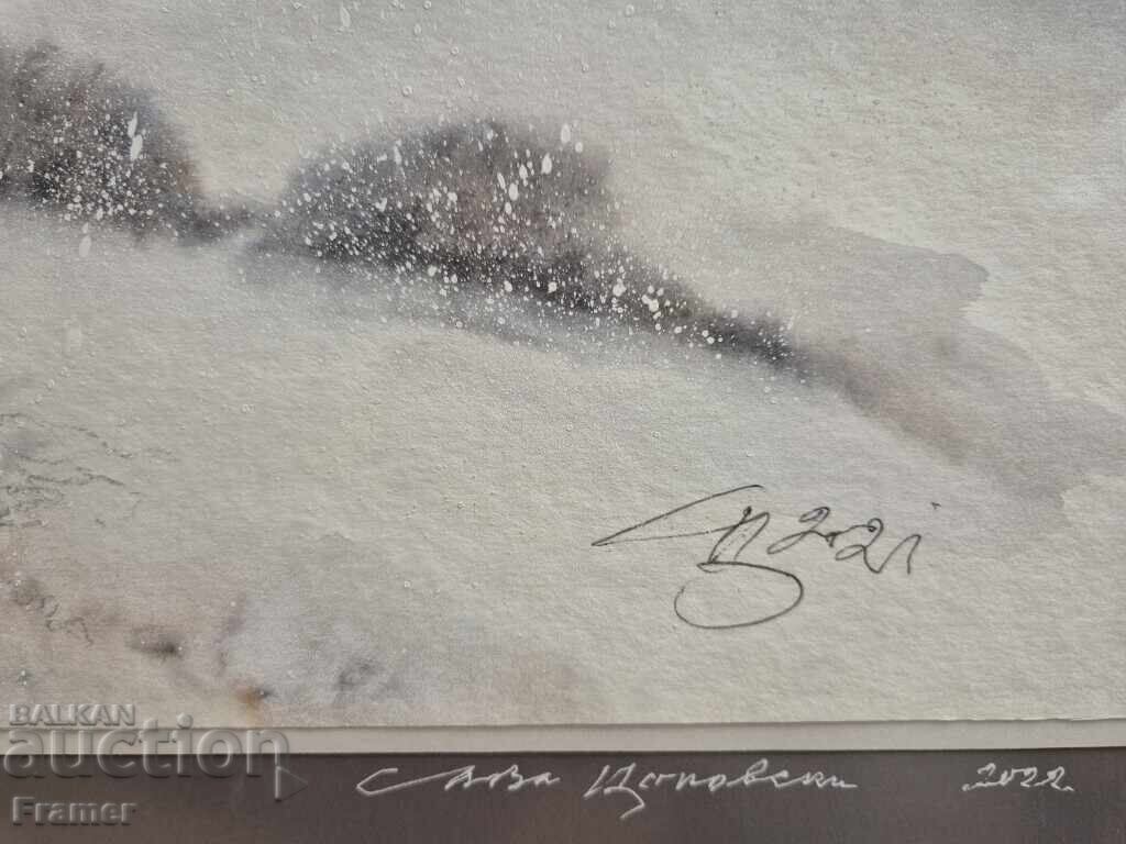 Delivery of Large watercolor by the CENTENARIAN Sava Tsonovski, winter 16