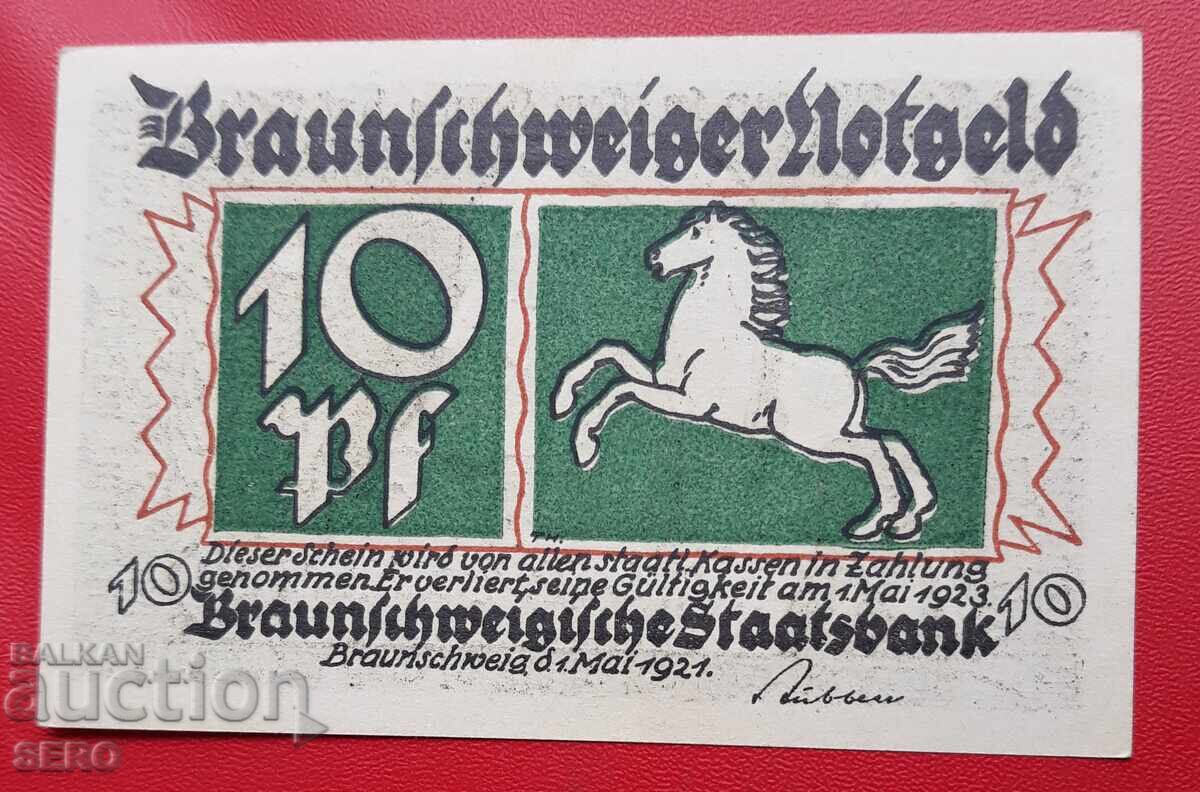 Banknote-Germany-Saxony-Braunschweig-10 Pfennig 1921 with price 2.00 BGN | € 1.02