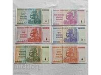 Bancnote din Zimbabwe/Zimbabwe 2008, Dolar, 6 bucăți