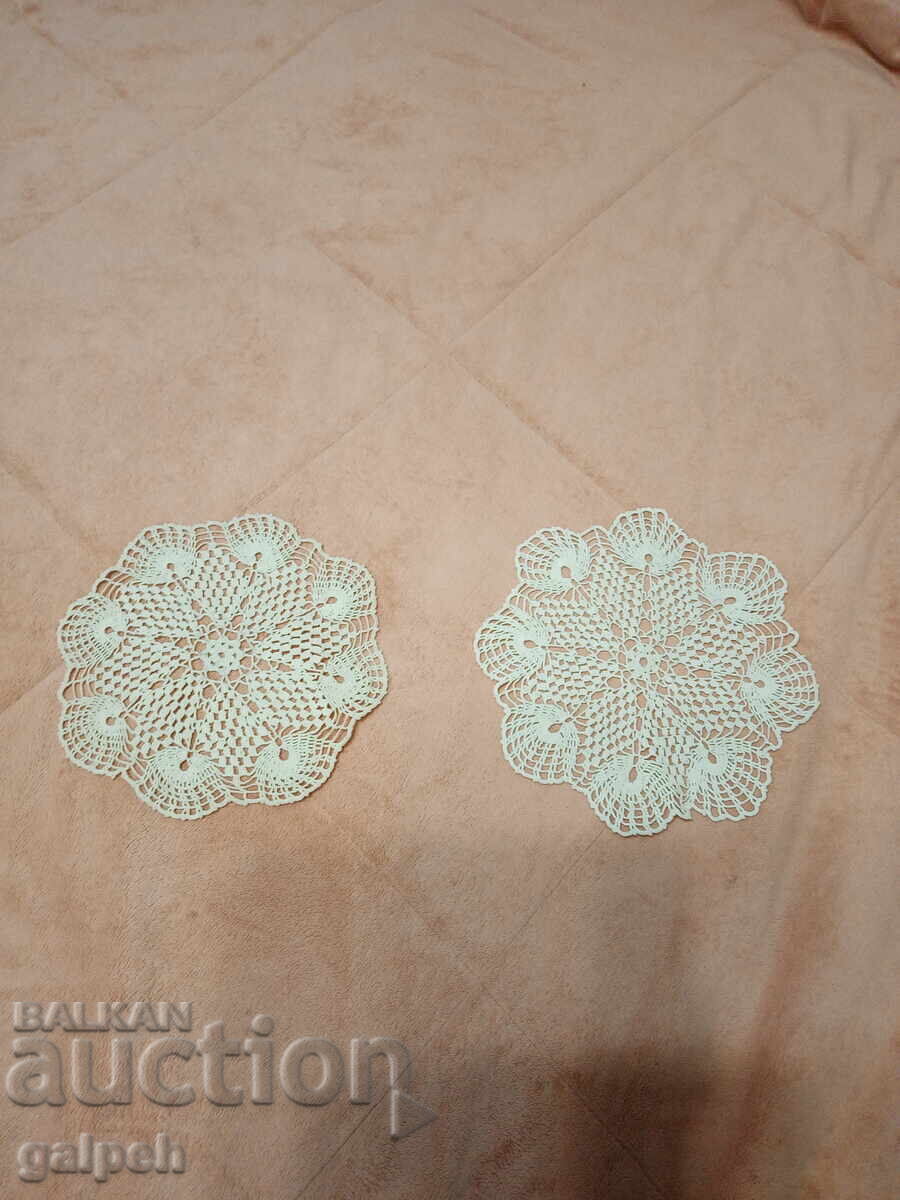 CROCHETED NAPKINS - 2 pcs. - diameter 22 cm CROCHETED NAPKINS - 2 pcs. - diameter 22 cm