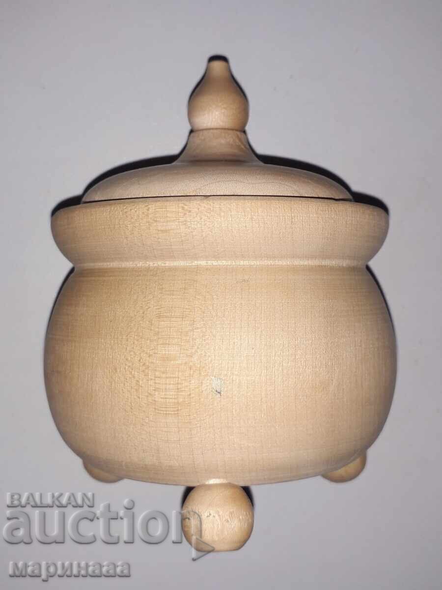 SUGAR BOWL. WOOD. MARKING