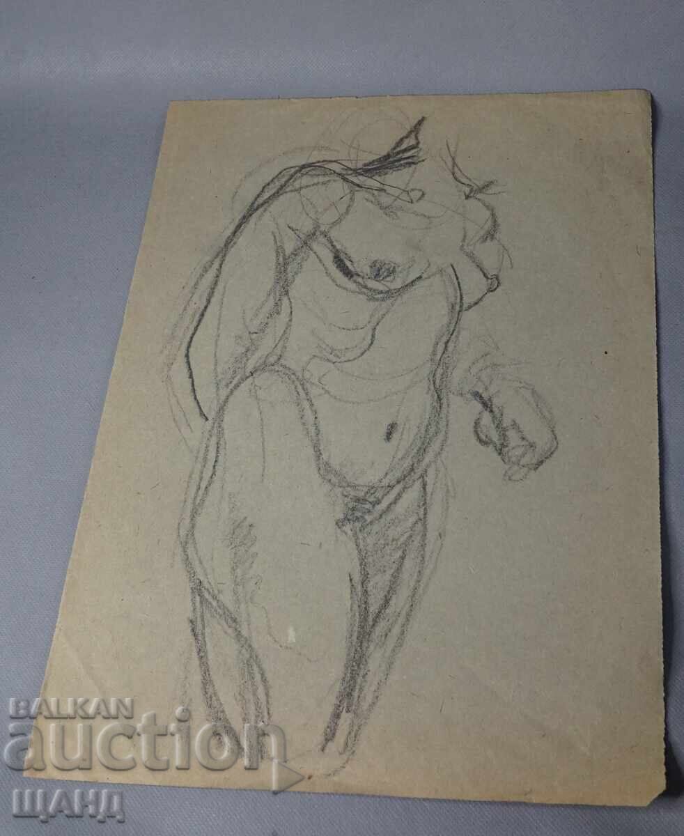Old Master drawing, pencil, erotic, nude body