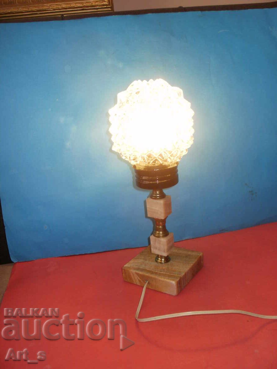 Стилна настолна винтидж мраморна лампа с глобус и h=35см - 7