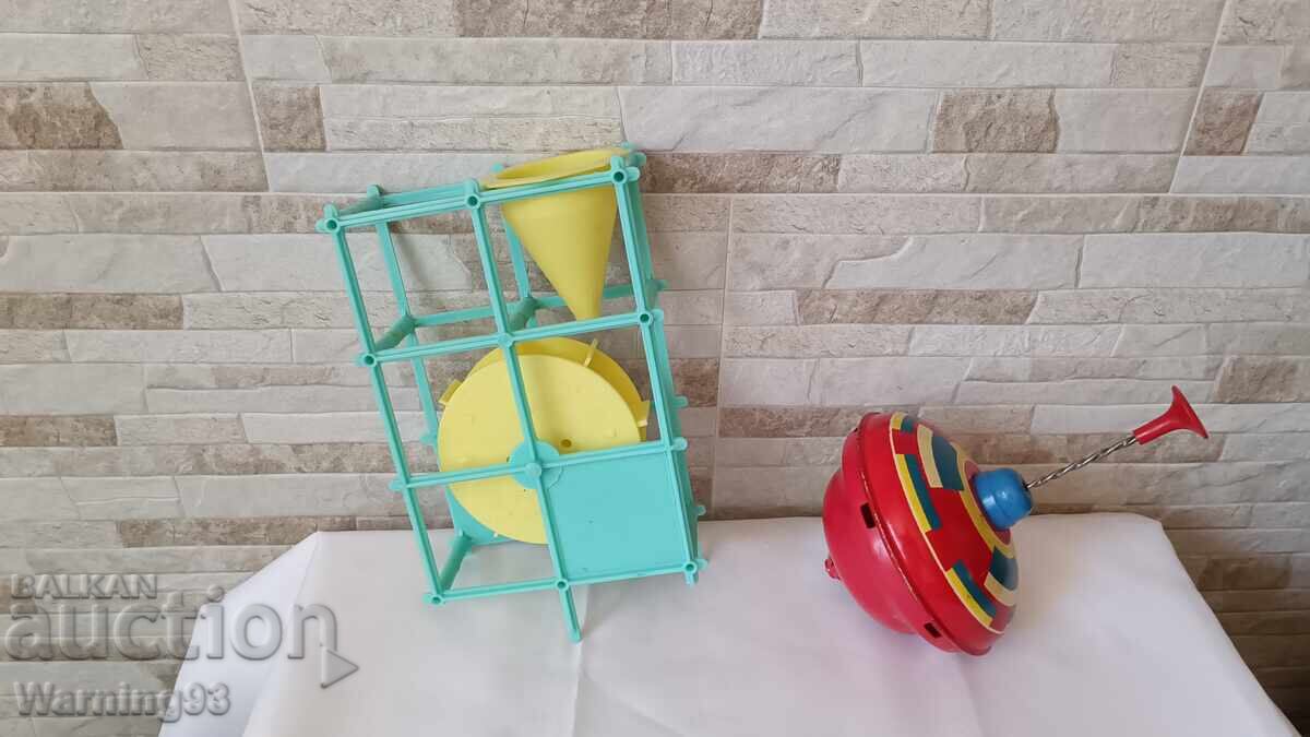 Old toys from the socialist era - spinning top and a set Old toys from the socialist era - spinning top and a set