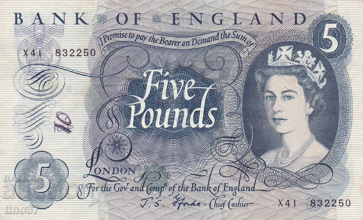 Tino37 - GREAT BRITAIN - ENGLAND - 5 POUNDS - 1960/77 with price 34.90 BGN | € 17.84