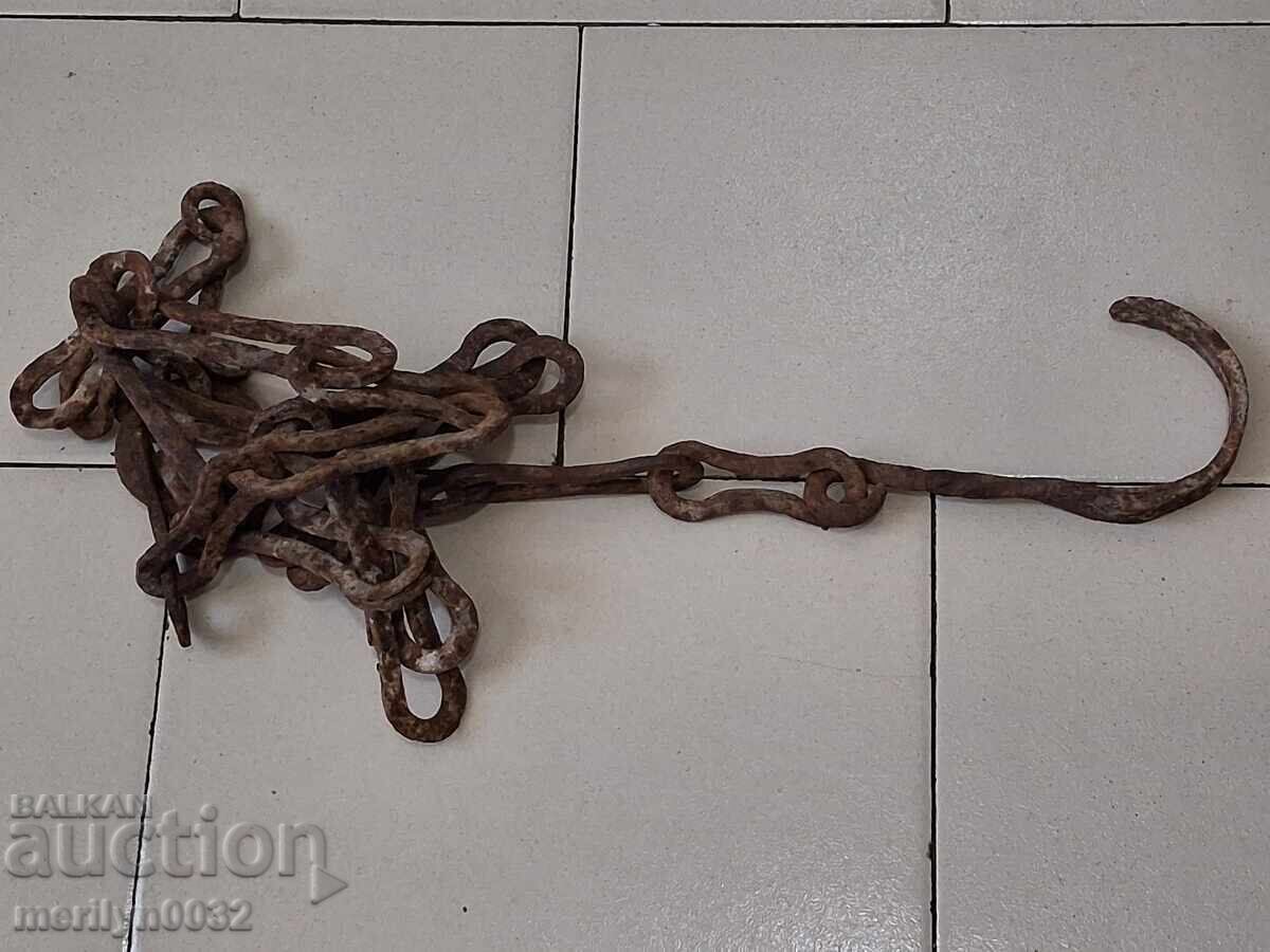 Old wrought iron chain with hook, hearth chain hook chain with price 45.00 BGN | € 23.01