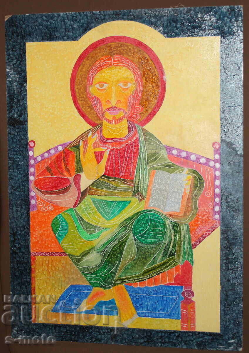 Σύγχρονος Ελαιογραφία Ιησούς Χριστός υπογεγραμμένη - 5