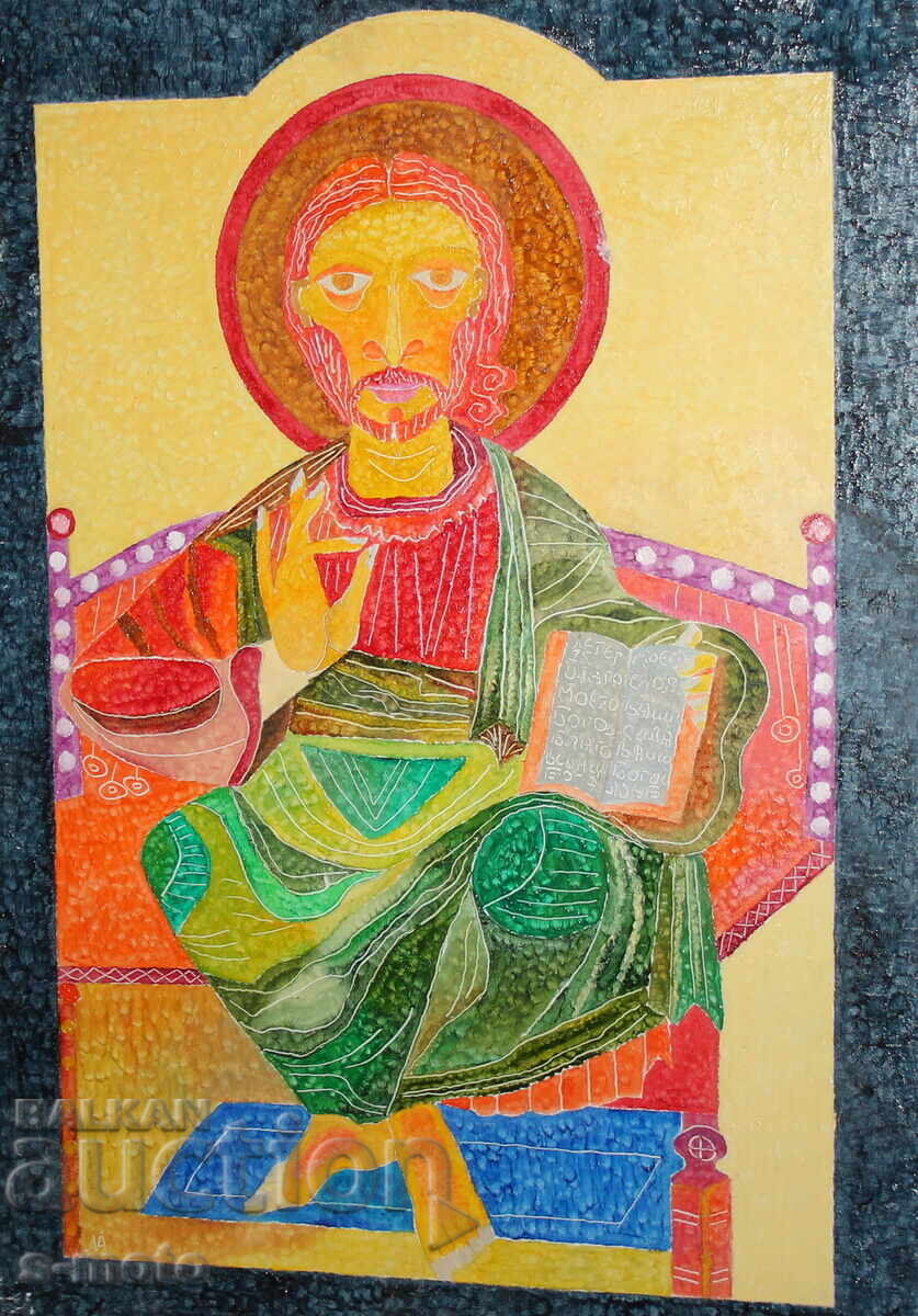 Σύγχρονος Ελαιογραφία Ιησούς Χριστός υπογεγραμμένη - 7