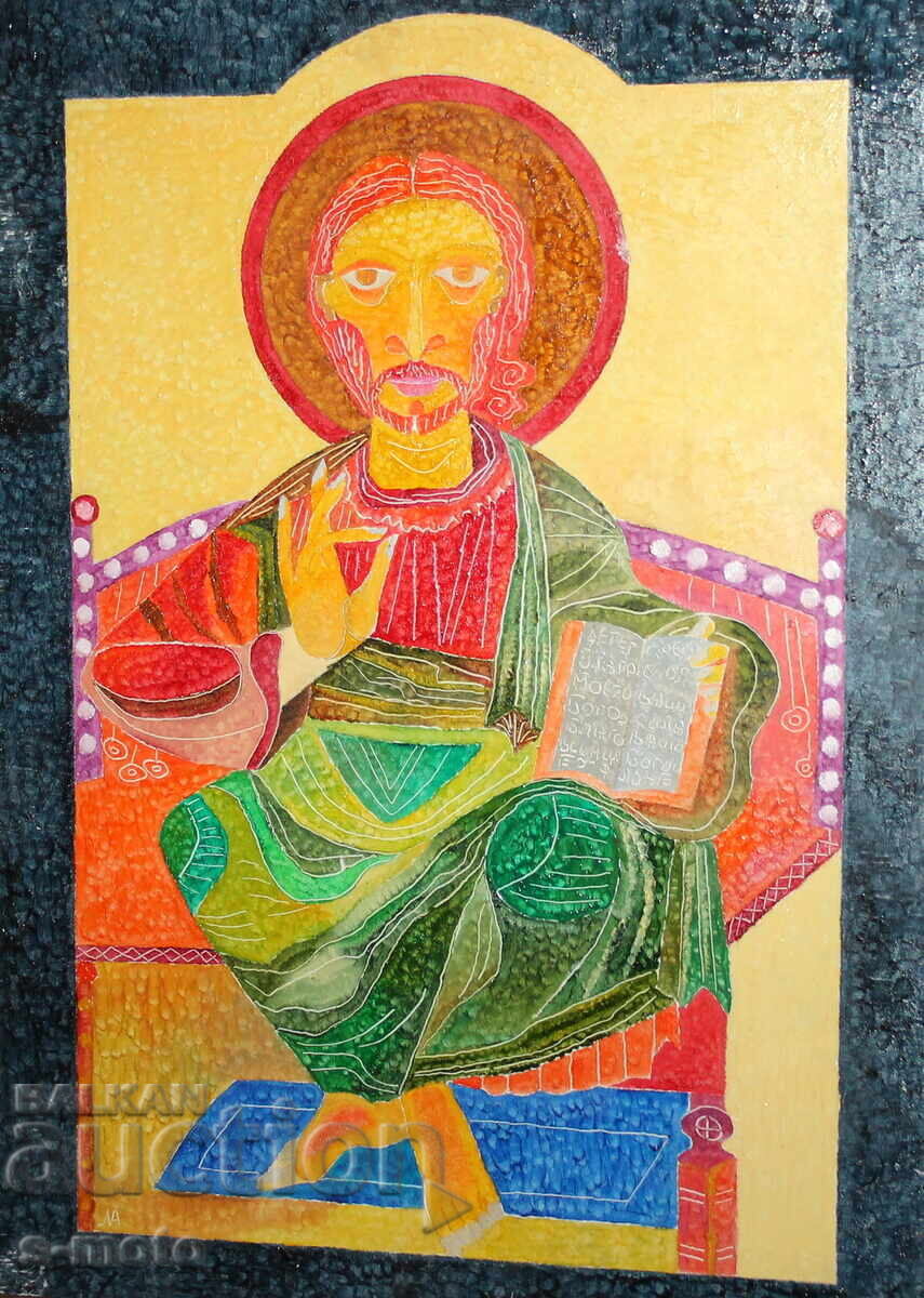 Σύγχρονος Ελαιογραφία Ιησούς Χριστός υπογεγραμμένη