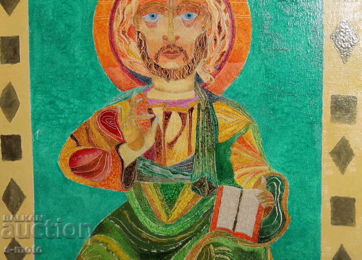 Licitație Tablou modern în ulei Isus Hristos semnat