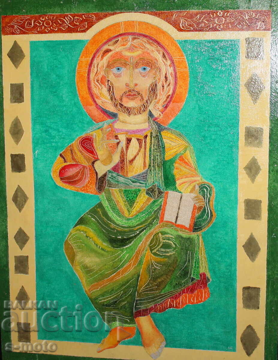 Tablou modern în ulei Isus Hristos semnat - 5