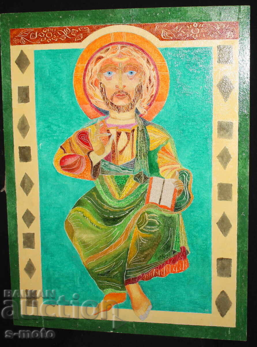 Tablou modern în ulei Isus Hristos semnat - 6