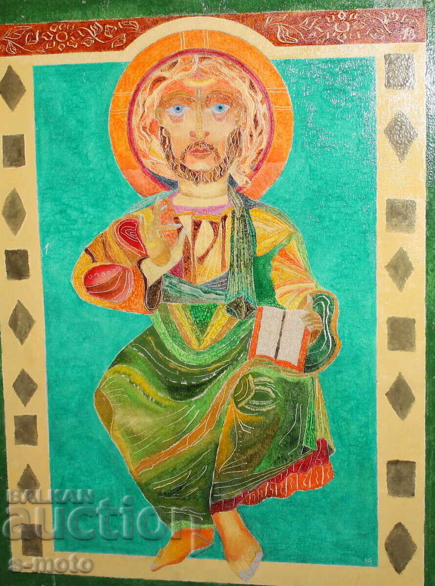 Tablou modern în ulei Isus Hristos semnat