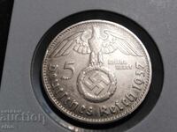 ГЕРМАНИЯ 5 МАРКИ 1937 D, СРЕБРО,МОНЕТА,МОНЕТИ