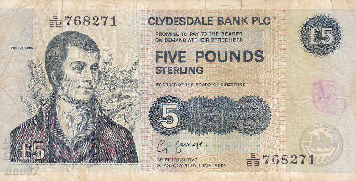 tino37 - GREAT BRITAIN - SCOTLAND - 5 POUNDS - 2002 with price 21.70 BGN | € 11.10