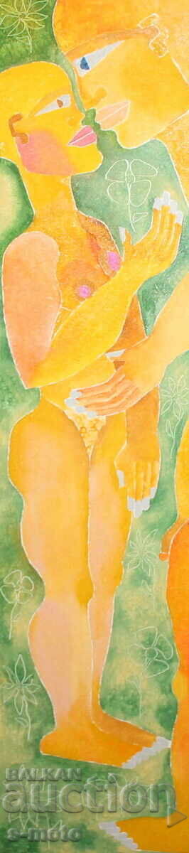 Маслени бои картина голо тяло фигури подписана Маслени бои картина голо тяло фигури подписана