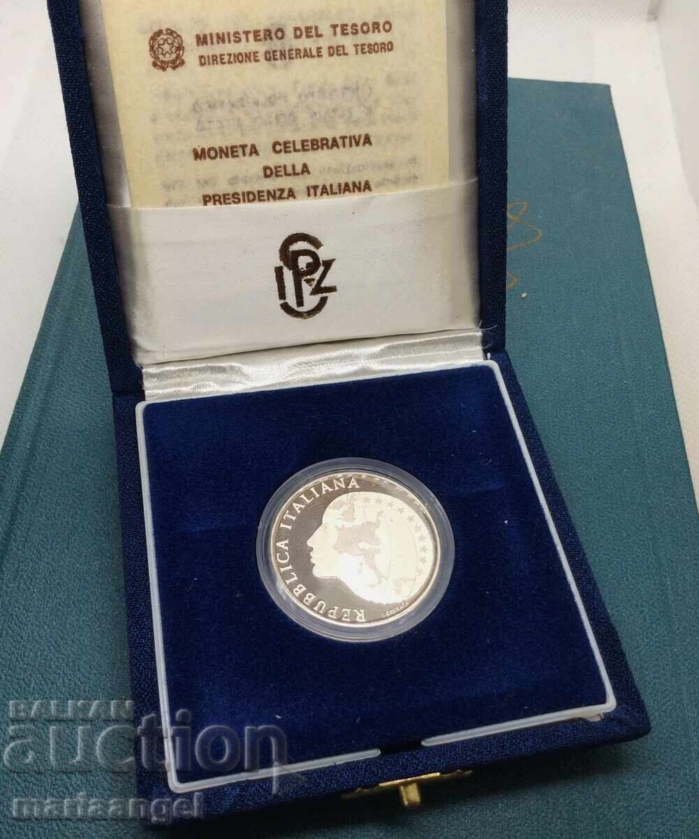 500 λίρες 1985 Ιταλία UNC Προεδρία στην ΕΕ σετ. κουτί Ag