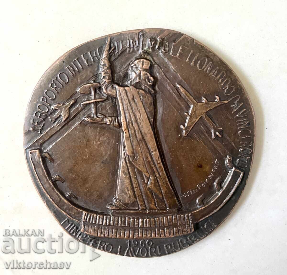 Assen Peykov bronze plaque 1960 Leonardo da Vinci ROME Assen Peykov bronze plaque 1960 Leonardo da Vinci ROME