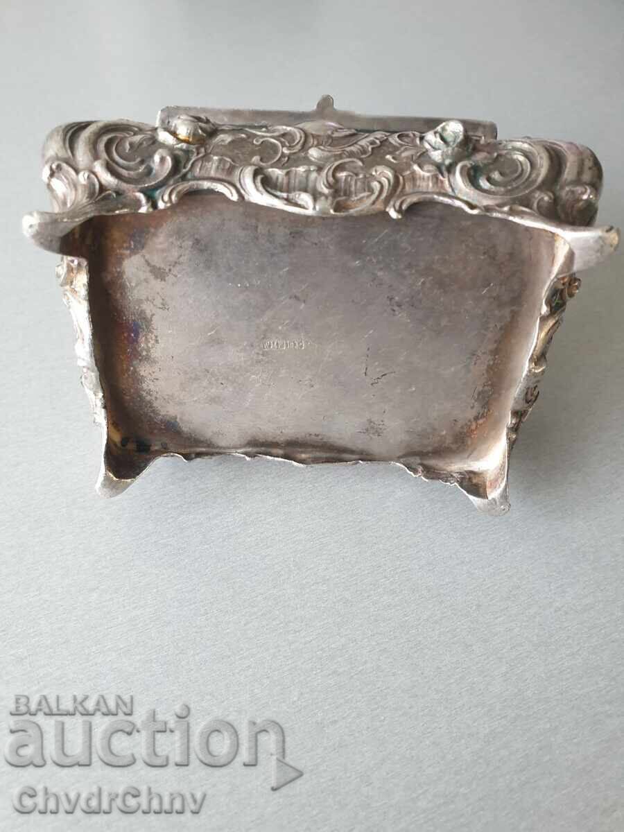 Малка стара посребрена кутия за бижута WMF/ВМФ бижутерка - 6