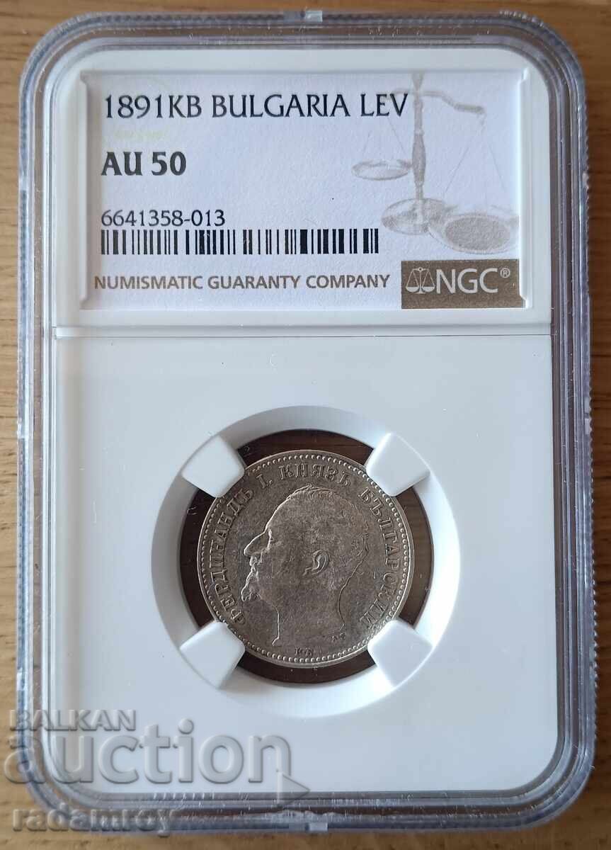 1 Lev 1891 AU50 NGC