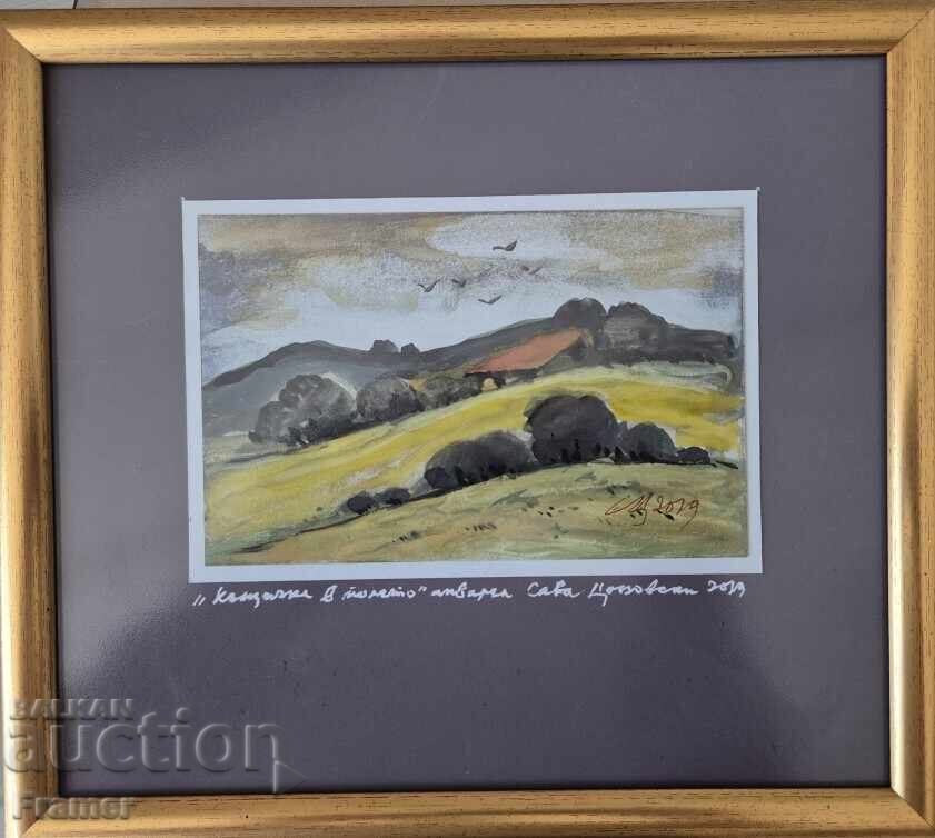 Aкварел от големият български художник Сава Цоновски 12Д