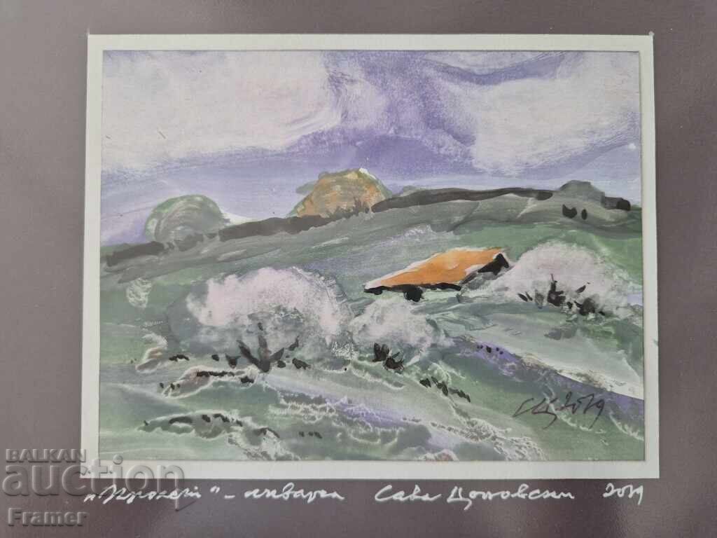 Acuarelă de la marele artist bulgar Sava Țonovschi 12K cu preț € 149.00 | 291.42 BGN