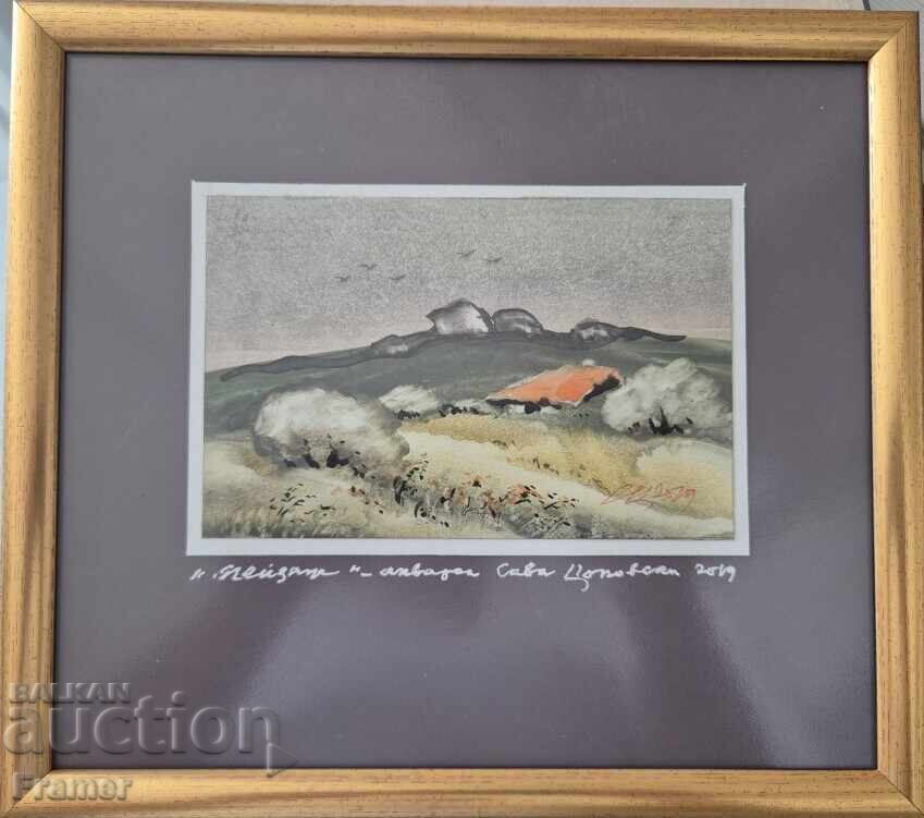 Watercolor by the great Bulgarian artist Sava Tsonovski 12N Watercolor by the great Bulgarian artist Sava Tsonovski 12N
