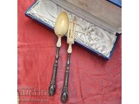 Argint și fildeș - Set de salată antic, francez